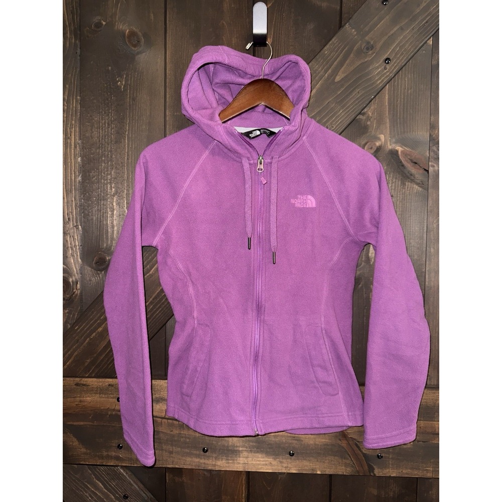 The North Face Women's Small Purple Fleece Jacket Coat Full Zip Hood Hoodie EUC